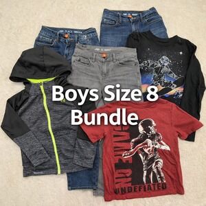 Boys Size 8 Clothing Bundle 6 Pieces Jeans Hoodies Graphic Tees